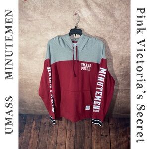 Victoria Secret PINK UMASS Minutemen Womens Size S Hoodie Sweatshirt~EUC